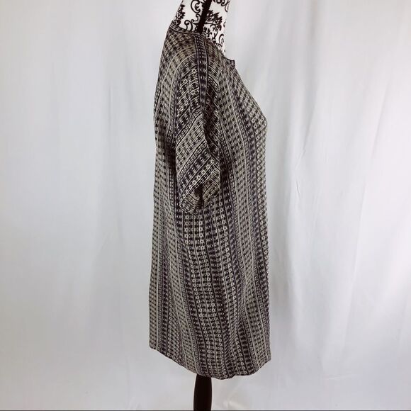 Vince Aztec Silk V-neck Shift Midi Dress - Picture 4 of 9